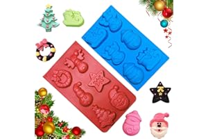BUKEZUDANG Silikonform Weihnachten, 3D Backform, Weihnachten Silikonform, 2 Stück Silikonform Für Seifen, Handgemachte Seifen Silikonform, für Urlaub Kuchen, Süßigkeiten, Pralinen, Gelee, Seife, Rot und blau