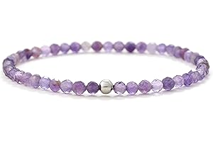 BERGERLIN Genuine Natural Stone Bracelet with 925 Sterling Silver Pearl Bracelet, for Men and Women, with Certificate of Authenticity