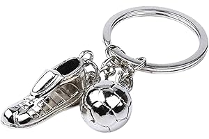 AUTOZOCO Llavero Futbol, Diseño de Deporte Fútbolistico, Balón, Futbolista, Zapatilla, Souvenir, Colgante, Metálico