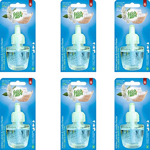 6x Fresh&More Duftstecker Kühles Leinen & Weiße Flieder Für Airwick Nachfüller 19ml