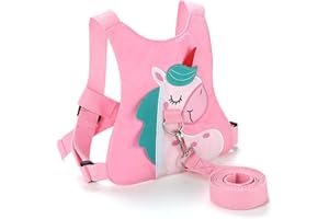 MEMOFYND Różowa Smycz Regulowana dla Niemowląt - Pas Bezpieczeństwa do Chodzenia, Linka dla Małych Dzieci na Spacery i Podróże