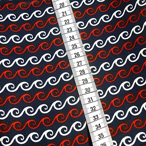 4×0,5m MARITIM Fische-Anker-Wellen rot-blau Muster-Mix BW-Stoff 100% Baumwolle Stoffbreite 1,4m (insgesamt 2m x 1,4m) - 6