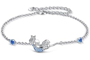 YAFEINI Mermaid Anklet for Women Girls Sterling Silver Mermaid Pearl Anklet Bracelet Chain Anklets Jewelry Gifts for Women Girls…