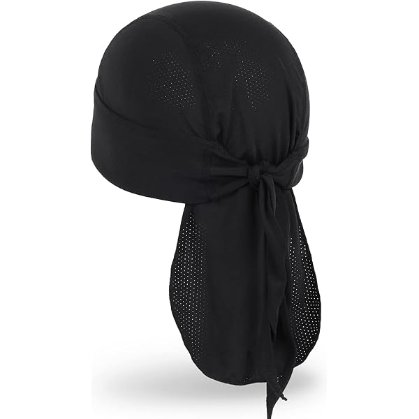 2-Pack Polyester Do Rags / Skull Caps - Sweat Wicking Helmet Liner & Head Wrap For Men & Women, Black & Grey - View #9