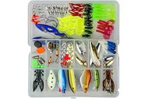 ZFYANSSEE 120PCS Fishing Lures Accessories Set with Storage Box, Including Spinners, Worm, Spoons, Hard Lure, Sinking Lures, Treble Hooks ect
