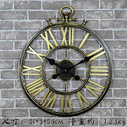 Pingofm Continental wall clock continental mute wall clock home village iron antique wall clock wall clock