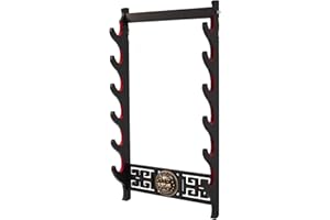 FOXSMZZ Kylin Sword Wall Mount Sword Holder Velvet Padded Display Stand Padded Katana (6-Tier)