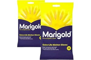 Marigolds Unisex Marigold-gloves-medium Marigold Extra Life Kitchen Gloves Medium 2 Pairs, Yellow, M Pack of UK