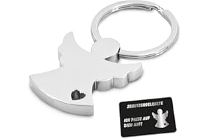 ZWEN Schutzengel Schlüsselanhänger mit Geschenkbox + Schutzengelkarte I Edler Glücksbringer silber glänzend als Talisman für Auto-fahrer, Partner & Kinder