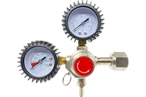 KAMANAN Regulador de Presión CO2,Reductor de Presión de dos Vías Regulador de Barril de CO2 Calibre de Desconexión Rápida para Presión Profesional Reutilizable Máquina de Dispensador de Cerveza