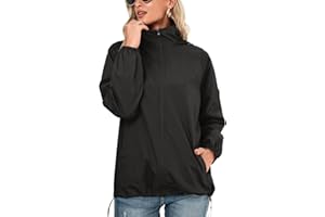 SotRong Chaquetas impermeables para mujer, chaqueta impermeable ligera para primavera y verano, de secado rápido, con cremallera, chaqueta con capucha para exteriores