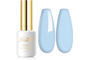 Imtiti Vernis Semi Permanent Bleu, 15ml Bleu Ciel Pastel Vernis Gel UV Semi Permanent UV Led Soak Off Gel Nail Polish French Vernis À Ongles Gels Semi-Permanents DIY Nail Art Kit De Démarrage