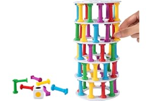 Wisplye Gioco Impilabile Torre Traballante Pisa, Bilanciamento Stacking Giocattoli, Blocchi di Costruzione Montessori Educativo per Bambini Bambine di 4 5 6 7 8 9 Anni