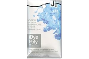 Jacquard iDye Poly Fabric Dye Turquoise Polyester & Synthetic Fabric Dye No-Mess Soluble Packet 14g Intense Colour for Nylon, Plastics, Wigs, 3D Prints, Dolls and Cosplay Projects