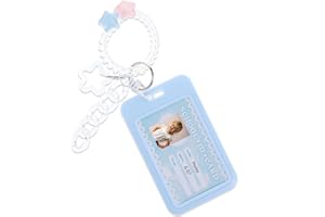 Amaxiu Porta carte fotografiche in acrilico, cornice per esposizione carte fotografiche, porta carte fotografiche, organizer per carte fotografiche con portachiavi (blu B)