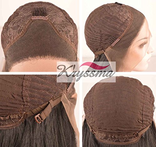 K’ryssma Realistic Wigs for Women Chocolate Colour Natural Wavy Long Synthetic Hair Glueless Lace Front Wig Half Hand Tied Heat Safe 26 inches - 9