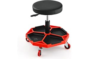 ‎SOARS SOARS Werkstatthocker mit Rollen, 41-55cm höhenverstellbar, Rollhocker Werkstatt mit Abnehmbarer magnetischer Werkzeugablage, Arbeitshocker bis 150kg belastbar