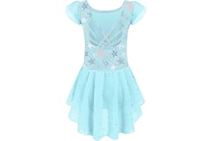 Arshiner Vestito da Balletto per Bambini 2-10 Anni Vestito da Balletto per Ragazze Senza Schienale Maniche Corte Abbigliamento da Balletto Body da Ballo in Cotone con tutù