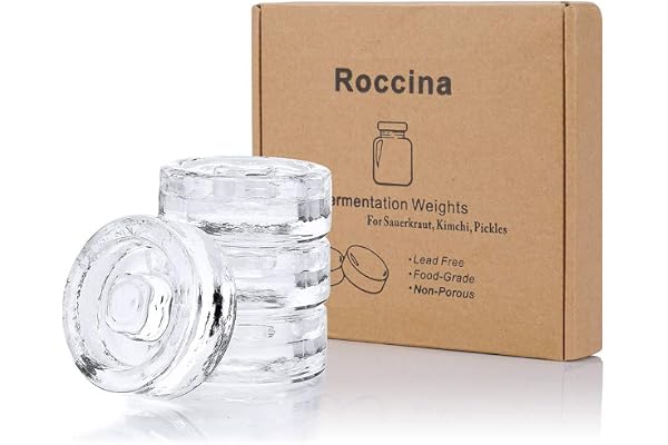 Lot de 4 poids de fermentation en verre avec poignée facile à prendre en main pour fermenter la choucroute, cornichons, kimchi dans un bocal Mason à large ouverture