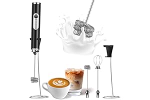 SOUTHMAN Milk Frother Foamer with Stainless Steel Stand, Rechargeable Electric Milk Frother Handheld Whisk, Drink Mixer for Latte, Cappuccino