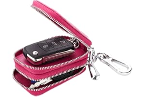Esdrem Unisex Handmade Genuine Leather Zipper Key Chain Case Pouch Car Key Holder Bag
