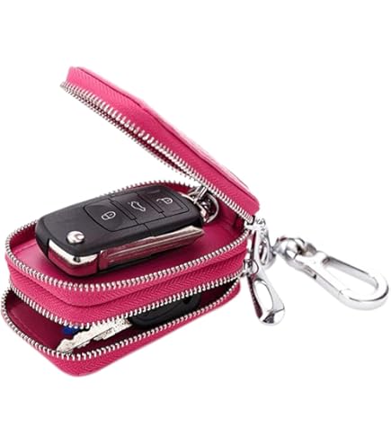 Auto Sleutelhanger tas Dubbele Rits Lederen Bescherming Sleutel Auto Sleutelhanger tas Dubbele Rits Lederen Bescherming Sleutel
