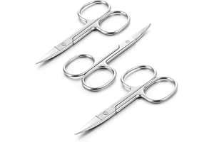 APLZGMG 3 Stück Gebogene Hautschere, Maniküre Schere Edelstahl Schere für Gesichtsbehaarung, Mehrzweckschere für Nagel, Gesichtsbehaarung, Augenbraue, Wimper, trockene Haut