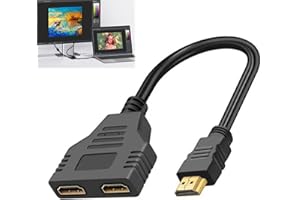 QUVXZY Rallonge HD-1 Cable, Switch HD-1, Splitter Double Voies - Répartiteur 1 Entrée 2 Sorties - Répartiteur de Câble pour HDTV HD, LED, Moniteur LCD et Projecteurs, Adaptateur pour Étendre 2 Moniteurs