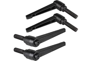 efuturetime 4 Stk. Klemmhebel M12 x 40mm Verstellbare Klemmgriff aus Metall Maschinengriffe mit Außengewinde Klemmhebel Schraube Schwarz
