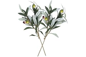 Garneck Olivenzweige 2 Stücke Olivenbaum Zweige Künstliche Olivenpflanze Zweige Olivenblätter für Hausgarten Büro Hochzeit Grüne Dekorationen Olivenzweige Künstlich