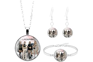 OCDSLYGB 3 Pieces Kpop BP Gifts Set,BP Accessory,Pendant Bracelets Necklace Pendant Earrings For Girl's Birthday Gift