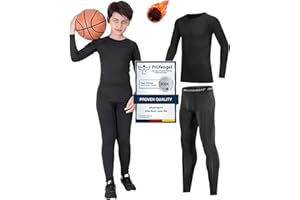 STARTSEITE Kids Base Layer - Athletic Kids Thermal Long Sleeve Top and Leggings Compression Set for Sport Football Basketball Ski