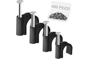 DEKUKAR 400pz Fermacavi a Chiodo, 4 Dimensioni (4mm 6mm 8mm 10mm) Fermacavi Durevoli a Chiodo Rotondo, Fermacavi Ordinati per Cavi, Pin, Chiodini per Cavi per Ethernet, Cavi Elettrici, Fili