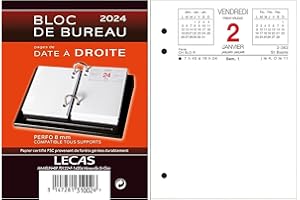 LECAS - 1 Bloc Ephémérides de Bureau Date à Droite - Janvier à Décembre 2023 - 8,5 x 11,5 cm
