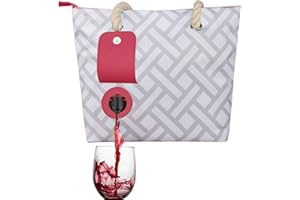 lembrd Wine Tote With Drink Dispenser | Portable Wine Tote Bag | Wine Dispensing Handbags | Wine Purse | Tote Shoulder Bag For Beach, Travel, Picnic, Camping, Gift For Wine Lovers