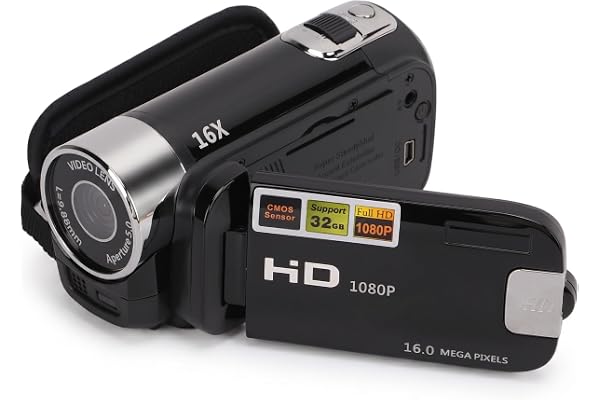 Videokamera -Videokamera, 1080p Full HD Vlogging Camera med 2,7 Tum 270 Graders Rotation TFT -skärm, 16x Zoom Digital Camera