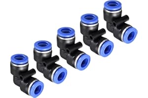 M METERXITY 5 Paquete Codo Empuje para Conectar Tubo Montaje - Neumático Aire Empuje Rápido Conectar, Aplicar a Tubería Conexión (10mm OD, Azul)
