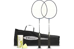 Vector X VXB-10 Aluminum Badminton Racket Set 2 Racquet and 3 Pieces Nylon Shuttles with Full-Cover Set Material: Aluminum