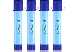Purewell Filtro de agua personal 1500L Filtro de agua para exteriores Elimina el 99,99% de los contaminantes, trekking, viajes de aventura y preparación para emergencias