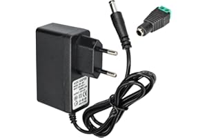 Jandei - Fuente de Alimentación Transformador Enchufable 110/220V AC a 12V DC 12W 1A, Cable 1m y Conector Hembra. Instalación en Interior IP20, para Tira Led, Neón o Dispositivos de Bajo Voltaje