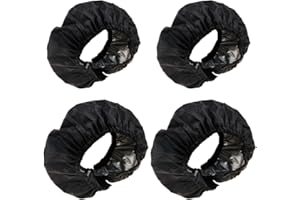 XIKSJW 4 Pezzi Copriruota Per Passeggino Tessuto Oxford Coperture Di Protezione Ruote Antipolvere Impermeabile E Antivegetativa Copriruota (Nero)