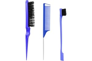 ADSPOW 3 Piezas Kit Peine Peinar Cabello, Incluir Cepillo Cardar Pelo, Peine de Cola con Punta, Cepillo de Doble Borde Peine, Peine Profesional Antiestático para Mujeres, Hombres, Niños,azul