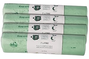 CADDY LINERS DIRECT 7 Litre x 208 BioBag Compostable Biodegradable Kitchen Food Waste Caddy Bin Liner Bags - EN13432 (7L-200)