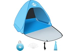 ‎MIMAJOR Mimajor Pop Up Strandmuschel UV-Schutz 50+ Strandzelt, Automatisches Tragbarer Wurfzelt Sonnenschutz Zelt für 2-3 Personen, Campingzelt Windschutz Kleines Packmaß für Familie Camping Garten Strand