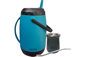 Gaucho Bruno Kit de démarrage Terere, tasse Thermal Mate, paille Bombilla et flacon paraguayen de 2,5 litres avec bec verseur | Confortable à tenir | Maintient la température des boissons