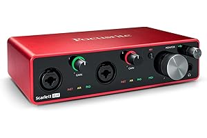 Focusrite Scarlett 4i4 4th Gen, interface audio USB pour musiciens, guitaristes, créateurs de contenus — des prises de son de haute qualité et tous les logiciels pour enregistrer