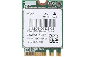 EMMEXX Gaming Wireless Network Card, for Killer Wireless-AC 1535 Dual Band (2.4 GHz and 5 GHz) 802.11ac NGFF M.2 867Mbps Bluetooth 4.1 Network Card