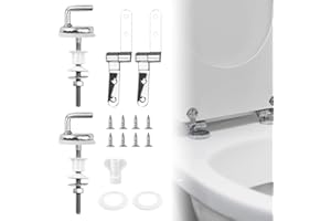 CAREDGO 2 Pcs Bisagra Asiento de Inodoro Fijación De Tapas Asiento Wc Kit de Bisagras Tapa Wc Tornillos Para Inodoro Bisagra de Repuesto Accesorios con Tornillos para Montar y Fijar la Tapa del WC
