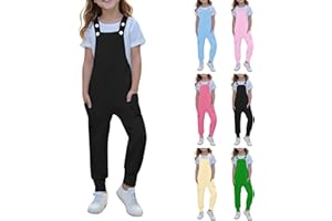 GENERIC Jumpsuit Mädchen Ärmellose Latzhose Kinder Verstellbare Träger Einfarbig Overall Teenager Coole Lässige Lang Hose Arbeitshose Latzhosen Outdoor