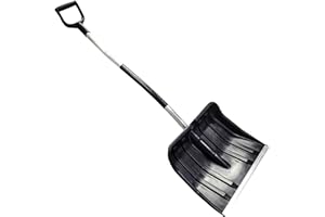 BAUSUPERMARKT24 Große Schneeschaufel 46 cm breit mit ergonomischem Aluminium-Stiel und D-Griff Schneeschieber Schneeschippe Schneeschüppe Schneeräumer ergonomisch Spatengriff Schildschaufel Alu-Kante Kunststoffblatt